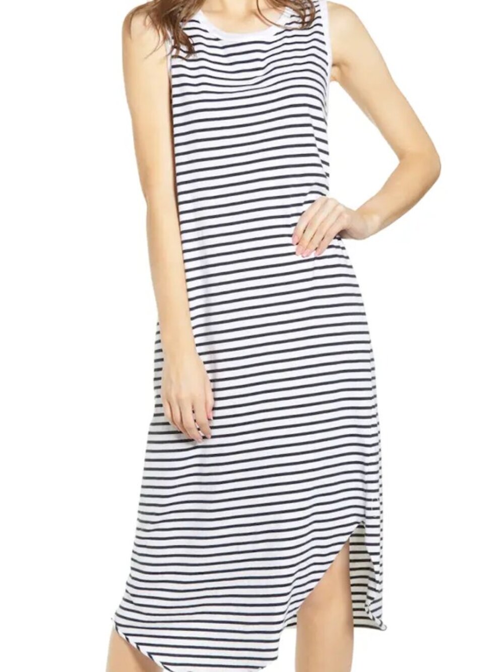 Frank & Eileen Asymmetric Hem Striped Cotton Tank Dress Size S